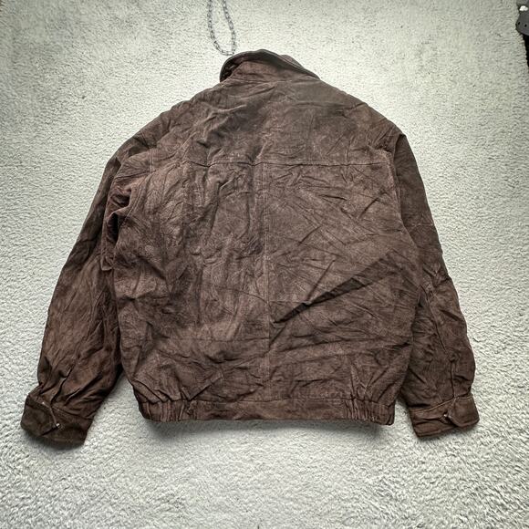 Savile Row Outerwear Genuine Suede Leather Jacket Mens Medium Zip Bomber Brown - Picture 12 of 13